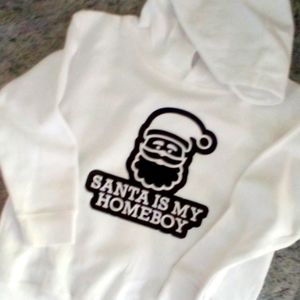 5T WHITE SANTA IS MY HOMEBOY WHITE HOODIE